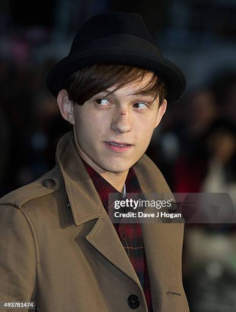 Tom Holland, new Spiderman Actor attends the World Premiere of "Jumpers For Goalposts" at Odeon Leicester Square on October 22, 2015 in London,...