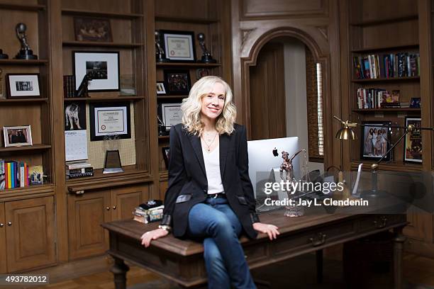 Executive producer of TV production company ShondaLand Betsy Beers is photographed for Los Angeles Times on September 23, 2015 in Los Angeles,...