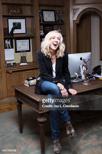 Executive producer of TV production company ShondaLand Betsy Beers is photographed for Los Angeles Times on September 23, 2015 in Los Angeles,...