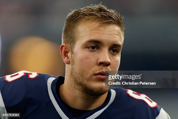 Punter Ryan Allen of the New England Patriots during the first half of the NFL game against the Dallas Cowboys at AT&T Stadium on October 11, 2015 in...