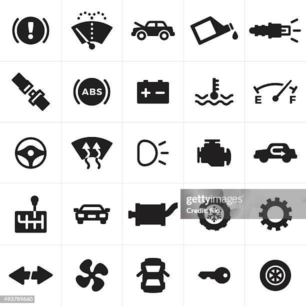 car and automotive symbols and icons - brake stock illustrations