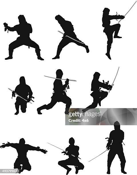 ilustrações, clipart, desenhos animados e ícones de guerreiro ninja - samurai
