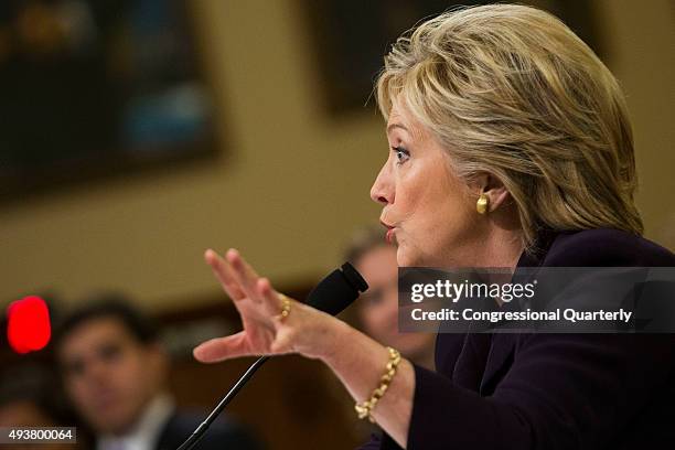 Democratic presidential candidate and former Secretary of State Hillary Rodham Clinton, testifies before the House Select Committee on Benghazi, on...