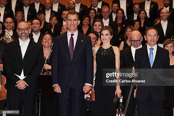 King Felipe VI of Spain and Queen Letizia of Spain attend the "XXIV Musical Week" closing concert at the Principe Felipe Auditorium during the...