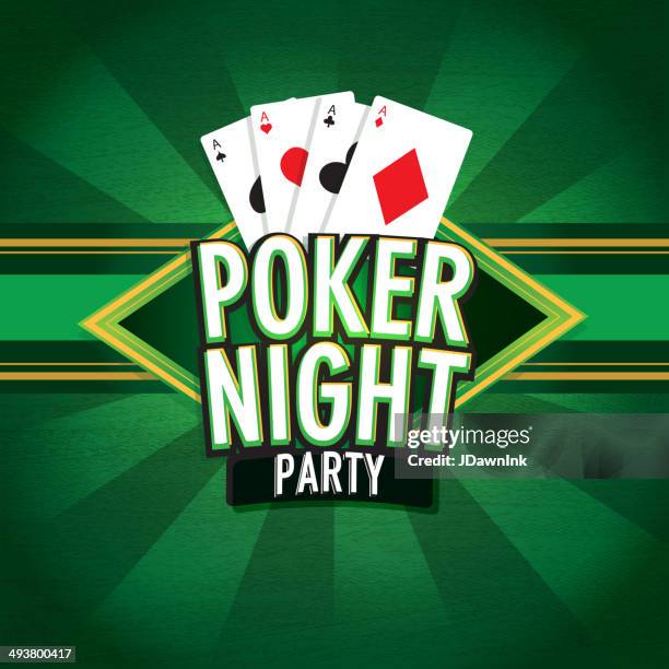 poker und karten game night logo-design - texas hold 'em stock-grafiken, -clipart, -cartoons und -symbole