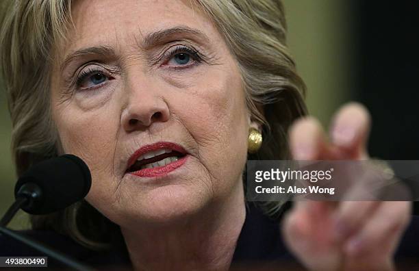 Democratic presidential candidate and former Secretary of State Hillary Clinton testifies before the House Select Committee on Benghazi October 22,...
