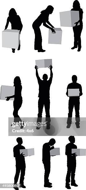 people holding box - loading vector stock illustrations