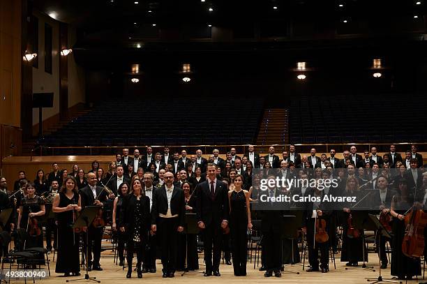 King Felipe VI of Spain and Queen Letizia of Spain attend the "XXIV Musical Week" closing concert at the Principe Felipe Auditorium during the...