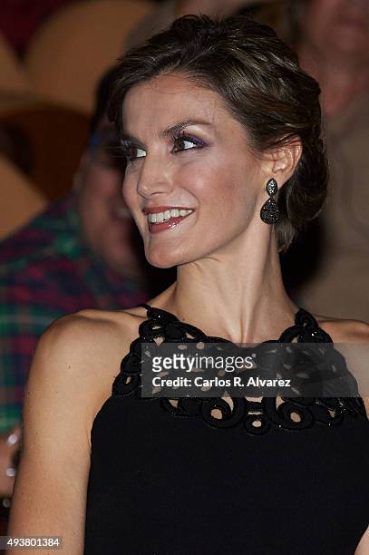 Queen Letizia of Spain attends a USA director Francis Ford Coppola conference, winner of a Princess of Asturias of Arts 2015 award, at the Jovellanos...