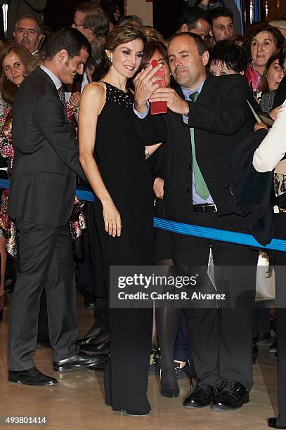 Queen Letizia of Spain attends the "XXIV Musical Week" closing concert at the Principe Felipe Auditorium during the "Princess of Asturias 2015 Awards...