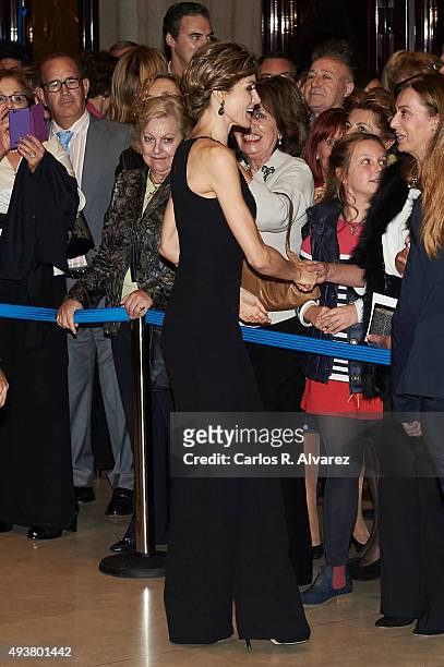 Queen Letizia of Spain attends the "XXIV Musical Week" closing concert at the Principe Felipe Auditorium during the "Princess of Asturias 2015 Awards...