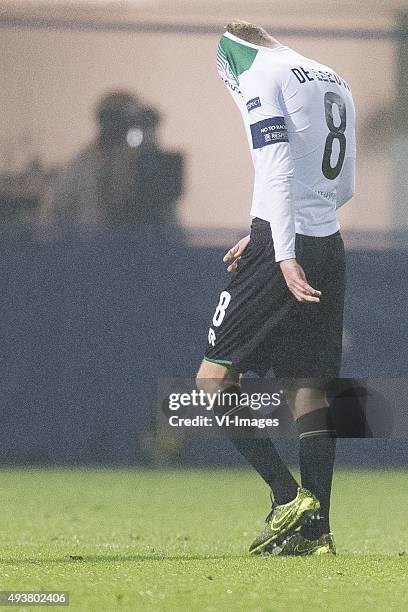 Slovan Liberec,Europa Leauge, Rode kaart, Michael de Leeuw of FC Groningen, during the UEFA Europa League match between Slovan Liberec and FC...