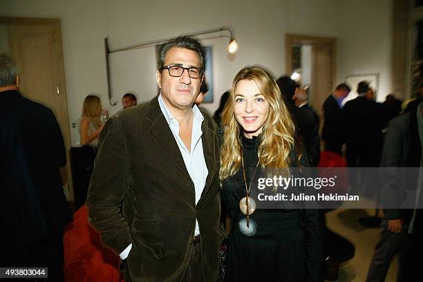 Arabelle Reille-Mahdavi and a guest attend a Private Dinner as part of the 'Carte Blanche to Luhring Augustine' Exhibition at Galerie Patrick Seguin...