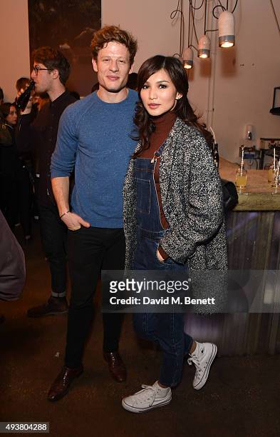 James Norton and Gemma Chan attend Whistles Men 1st birthday celebrations at Protein Galleries on October 22, 2015 in London, England.