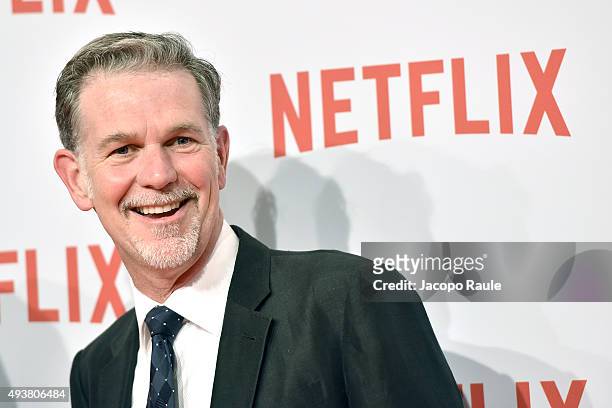 Co-founder and CEO of Netflix Reed Hastings attends a red carpet for the Netflix launch at Palazzo Del Ghiaccio on October 22, 2015 in Milan, Italy.
