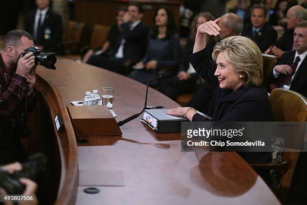 Democratic presidential candidate and former Secretary of State Hillary Clinton prepares to testify before the House Select Committee on Benghazi...