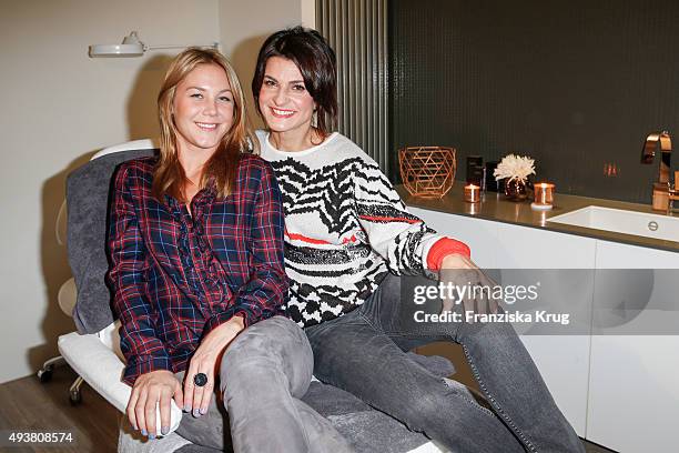 Alina Merkau and Marlene Lufen attend the BABOR Opening Cocktail on October 22, 2015 in Berlin, Germany.