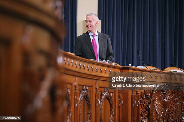 House Select Committee on Benghazi Chairman Rep. Trey Gowdy arrives for a hearing where Democratic presidential candidate and former Secretary of...