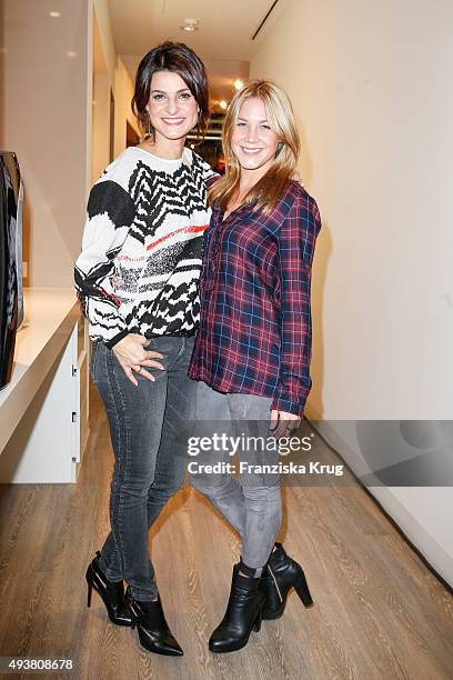 Marlene Lufen and Alina Merkau attend the BABOR Opening Cocktail on October 22, 2015 in Berlin, Germany.