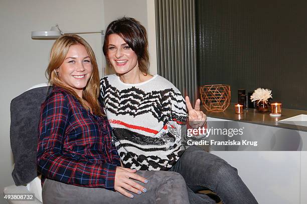 Alina Merkau and Marlene Lufen attend the BABOR Opening Cocktail on October 22, 2015 in Berlin, Germany.