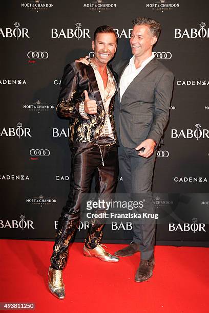 Peter Schmidinger and Michael Schummert attend the BABOR Opening Cocktail on October 22, 2015 in Berlin, Germany.