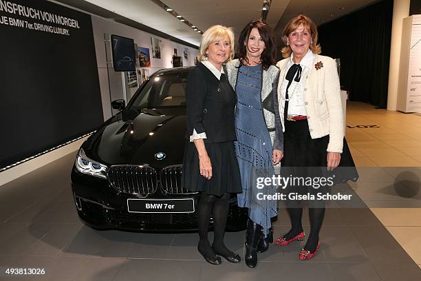 Inge Wrede-Lanz, Iris Berben and Princess Ursula, Uschi von Bayern during the presentation of the new BMW 7 Series on October 22, 2015 in Munich,...