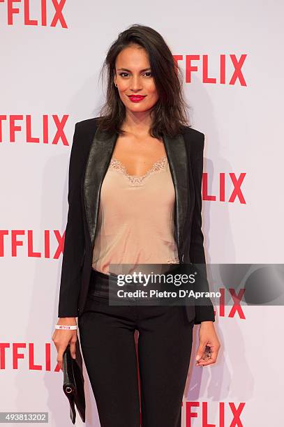 Shalana Santana attends the red carpet for the Netflix launch at Palazzo Del Ghiaccio on October 22, 2015 in Milan, Italy.