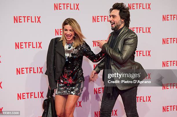 Clizia Incorvaia, Francesco Sarcina attend the red carpet for the Netflix launch at Palazzo Del Ghiaccio on October 22, 2015 in Milan, Italy.