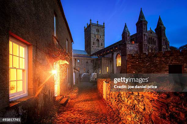 path to st david's cathedral, pembrokeshire, wales - st davids stock pictures, royalty-free photos & images