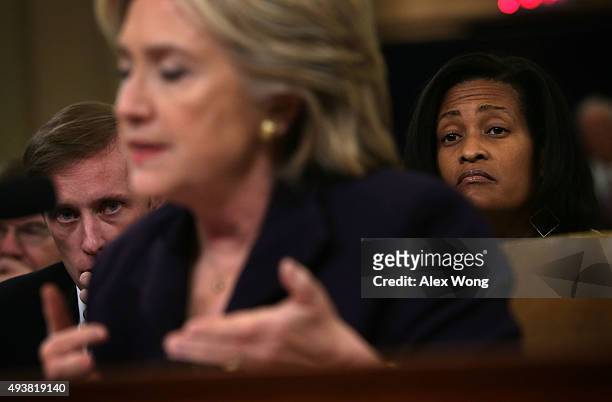 Democratic presidential candidate and former Secretary of State Hillary Clinton testifies before the House Select Committee on Benghazi as Jake...