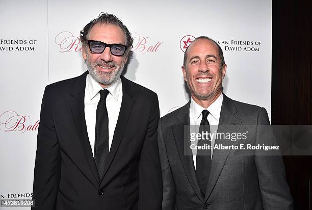 Actors Michael Richards and Jerry Seinfeld attend the American Friends Of Magen David Adom's Red Star Ball at The Beverly Hilton Hotel on October 22,...