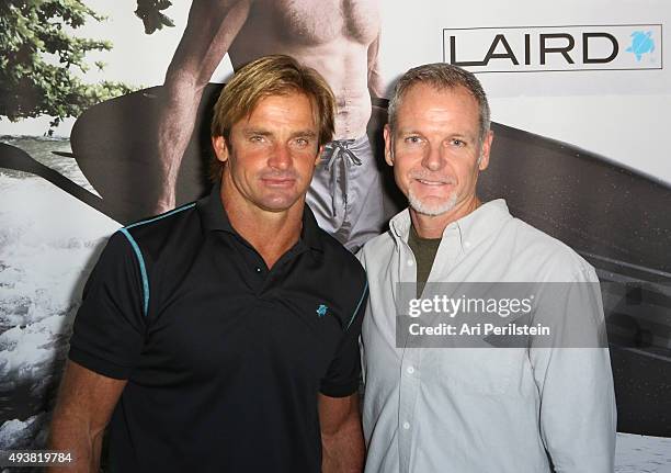 Professional surfer Laird Hamilton and President of Laird Apparel Tim Garret attend the launch of their clothing line Laird Apparel by Laird Hamilton...