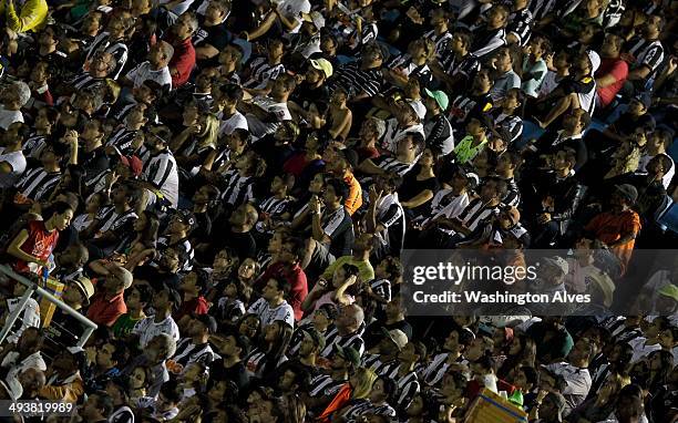 Fans of Atletico MG in action during a match between Atletico MG and Criciuma as part of Brasileirao Series A 2014 at Joao Lamego Stadium on May 25,...