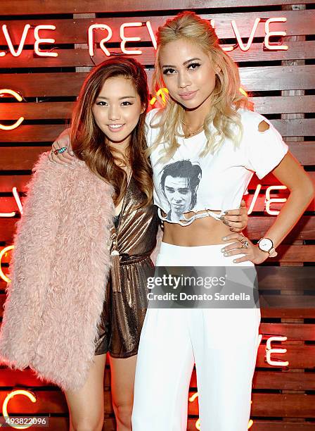 Jenn Im and DJ Amy Pham attend the REVOLVE fashion show benefiting Stand Up To Cancer on October 22, 2015 in Los Angeles, California.