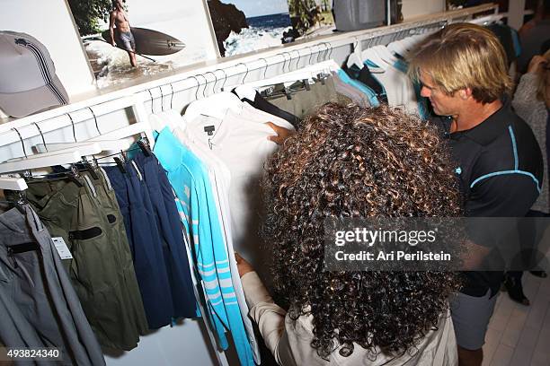 Oprah Winfrey and professional surfer Laird Hamilton attend the launch of Laird Apparel by Laird Hamilton at Ron Robinson on October 22, 2015 in...