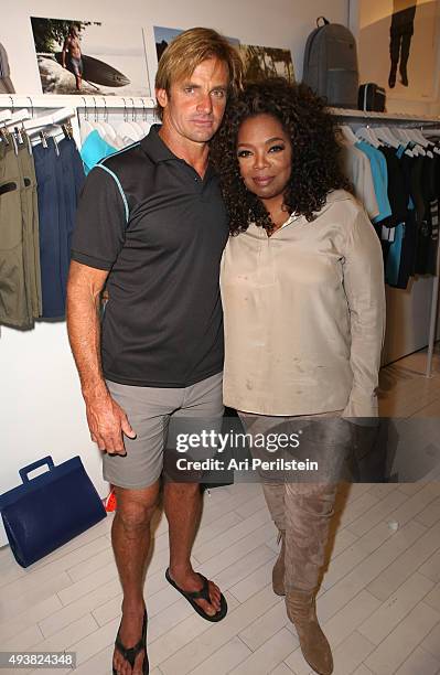 Professional surfer Laird Hamilton and Oprah Winfrey attend the launch of Laird Apparel by Laird Hamilton at Ron Robinson on October 22, 2015 in...