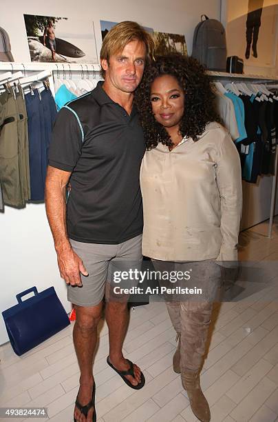 Professional surfer Laird Hamilton and Oprah Winfrey attend the launch of Laird Apparel by Laird Hamilton at Ron Robinson on October 22, 2015 in...