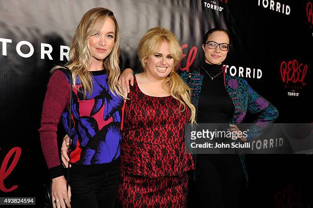 Actresses Kelley Jakle, Rebel Wilson and Alexis Knapp attend Tracy Paul & Company presents REBEL WILSON FOR TORRID Launch at Milk Studios on October...