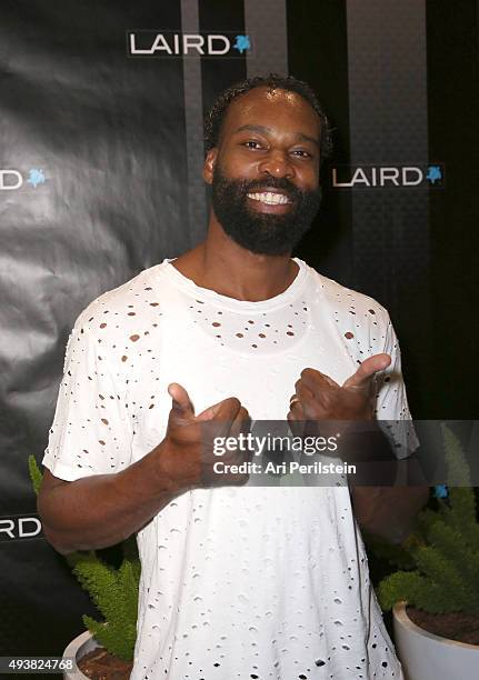 Professional basketball player Baron Davis attends the launch of Laird Apparel by Laird Hamilton at Ron Robinson on October 22, 2015 in Santa Monica,...