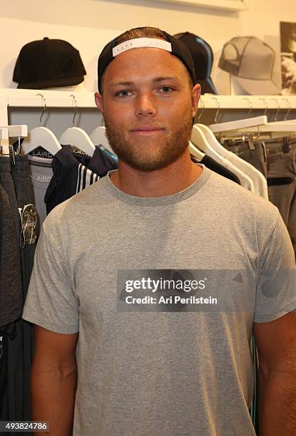 Professional stand up paddler Slater Trout attends the launch of Laird Apparel by Laird Hamilton at Ron Robinson on October 22, 2015 in Santa Monica,...