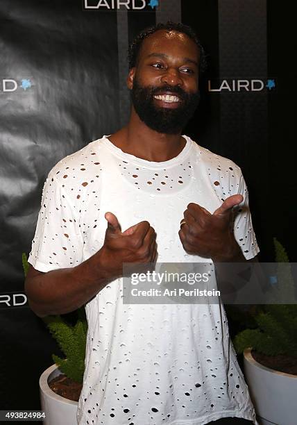 Professional basketball player Baron Davis attends the launch of Laird Apparel by Laird Hamilton at Ron Robinson on October 22, 2015 in Santa Monica,...