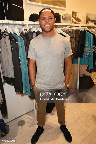 Professional stand up paddler Slater Trout attends the launch of Laird Apparel by Laird Hamilton at Ron Robinson on October 22, 2015 in Santa Monica,...