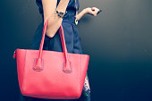 Fashionable beautiful big red handbag