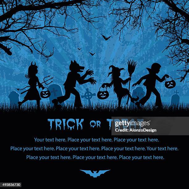 ilustraciones, imágenes clip art, dibujos animados e iconos de stock de trick or treaters - vestuario teatral