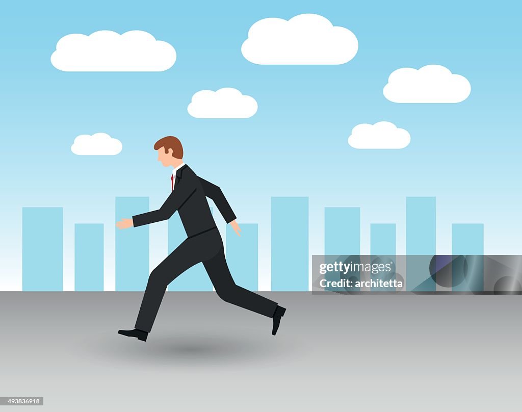Businessmen running
