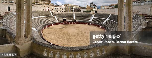 View from the balconies of an old bullring in Bocairent, the oldest of Valencia, carved into the rock.