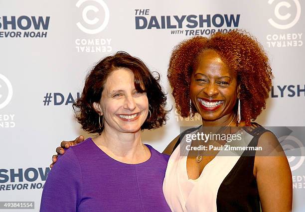 President Comic Central Michele Ganeless and Holly Walker attend Comedy Central's The Daily Show with Trevor Noah premiere party event on October 22,...