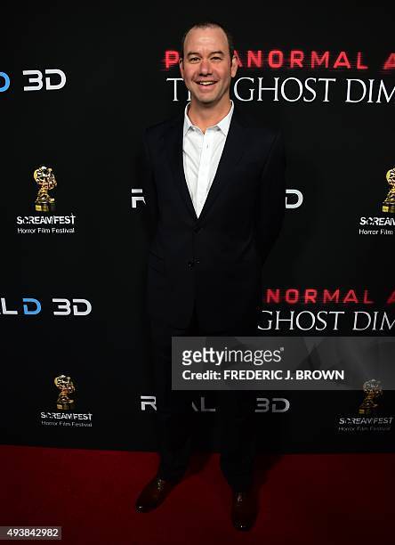 Gregory Plotkin, director, arrives for the Screamfest Closing Night screening of 'Paranormal Activity - Ghost Dimension' in Hollywood, California on...