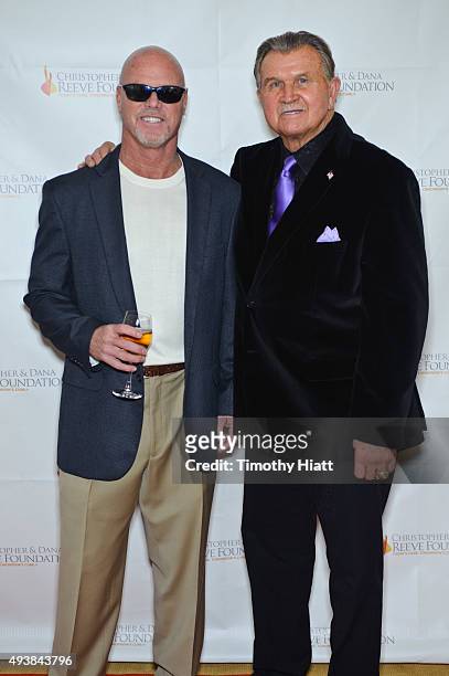 Jim McMahon and Mike Ditka attend The Christopher & Dana Reeve Foundation's "A Magical Evening Chicago" at Peninsula Hotel on October 22, 2015 in...