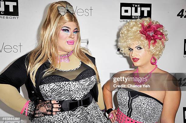 Performers Travis "Anita M. Buffem" Barr and Steven "Gina Marie Rittale" Incammicia attends Haus of Mimosa brunch at KTCHN Restaurant on May 25, 2014...